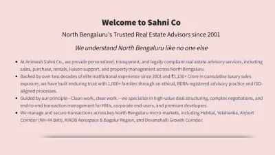 ANIMESH SAHNI CO &ndash; NORTH BENGALURU PROPERTY SPECIALIST