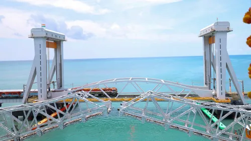 India's first vertical lift railway sea bridge opened in Tamil Nadu