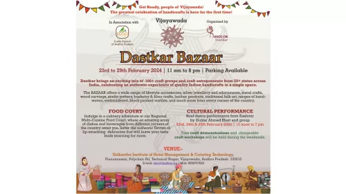 Vijayawada to host its first Dastkar Bazaar from February 23 to 29; artisan organisations and entrepreneurs from all over the nation will come together