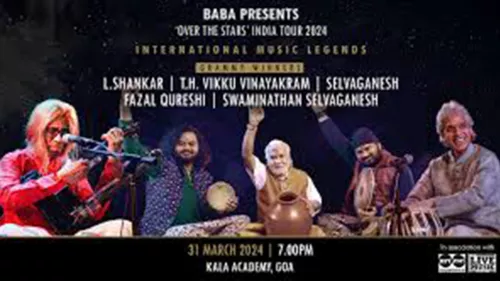 "Over the Stars" music tour with internationally celebrated artists L. Shankar, Vikku Vinayakram, and Members of Shakti on March 31
